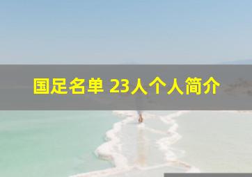 国足名单 23人个人简介